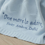 Personalized One More to Adore Light Blue Jacquard Blanket