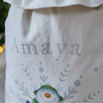 Personalised The Snowman™ and Snowdog Cream Christmas Sack