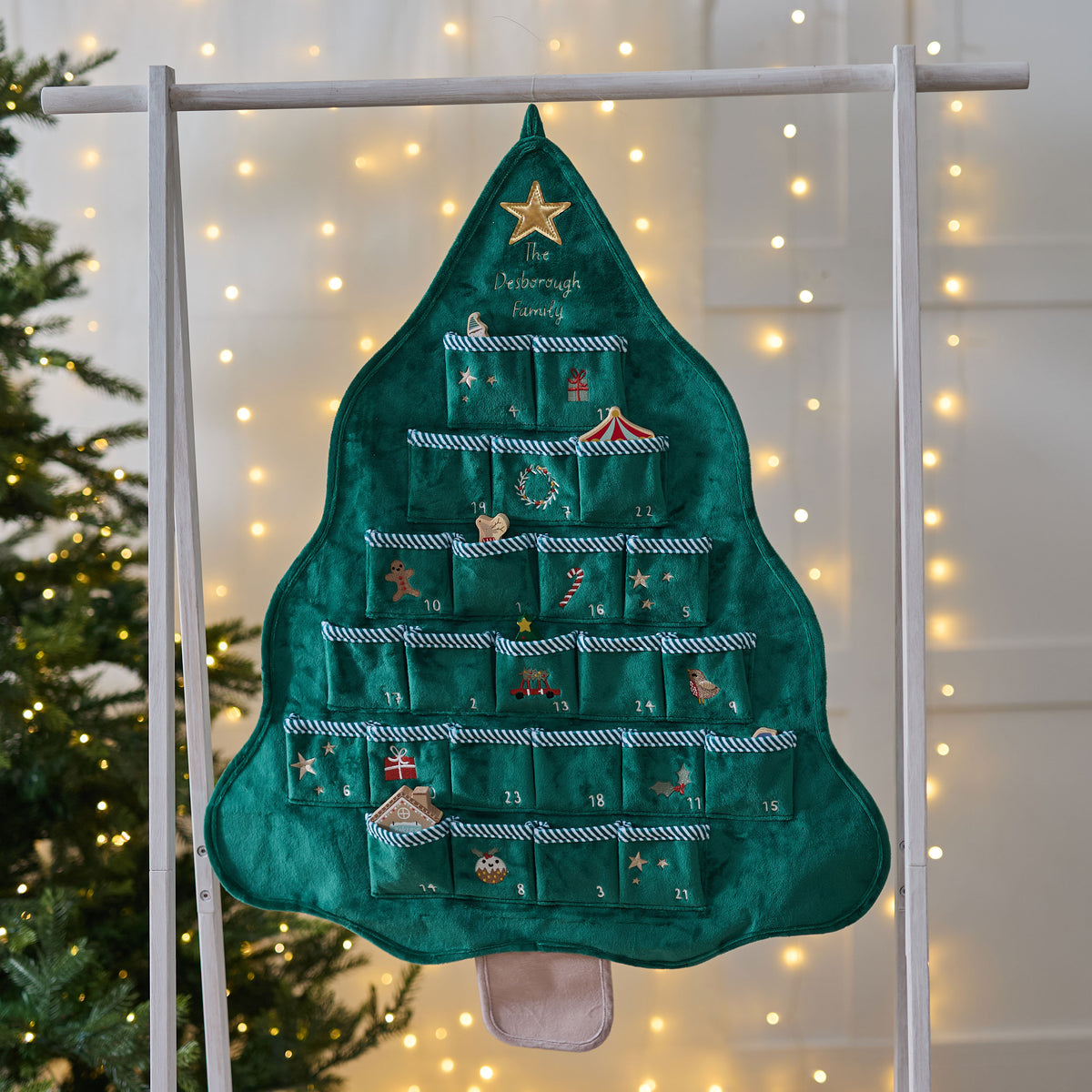 Personalised Fabric Christmas Tree Hanging Advent Calendar
