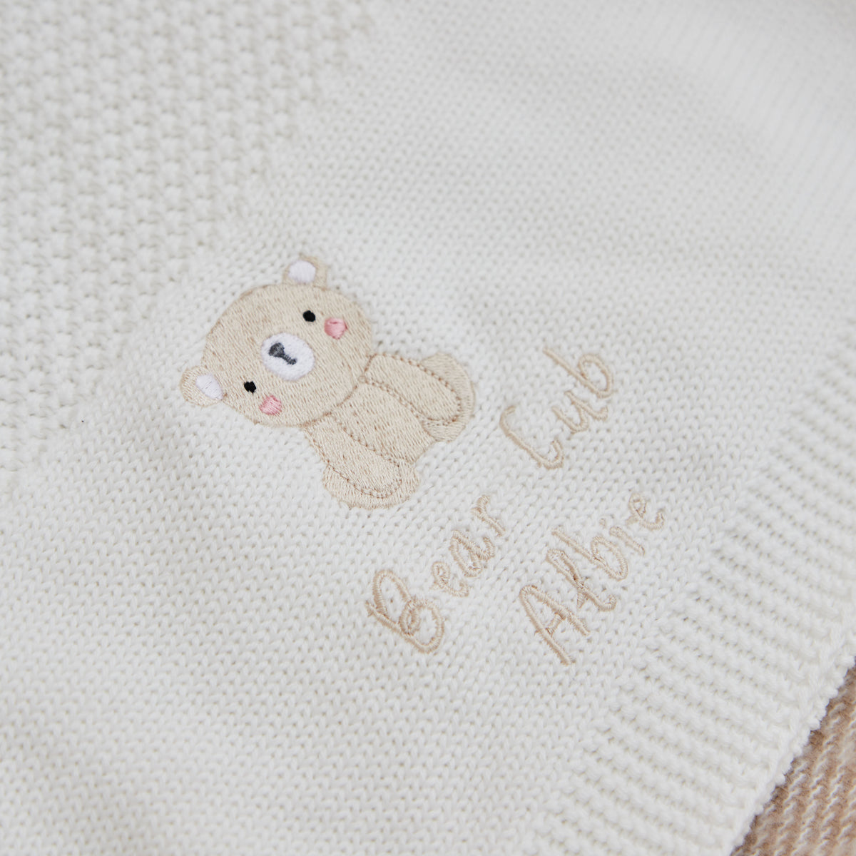 Personalized Biscuit Bear Ivory Shawl