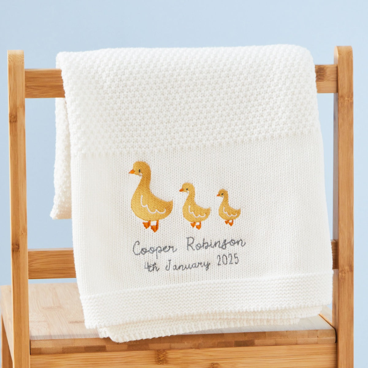 Personalized Three Ducks Ivory Shawl