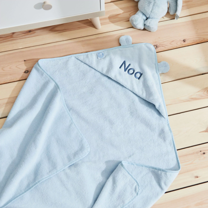 Personalized Large Blue Hooded Bath Towel