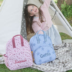 Personalised Blue Star Pocket Medium Backpack