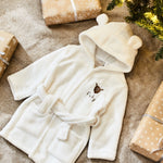 Personalized Rudolph Design Ivory Fleece Robe With Ears
