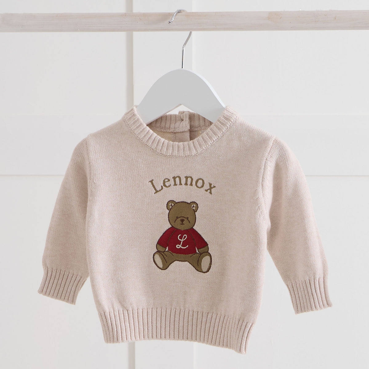 Personalised Teddy Bear Oatmeal Jumper