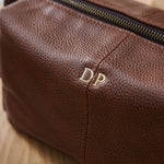 Personalised Men's Embroidered Tan Wash Bag by Made Yours