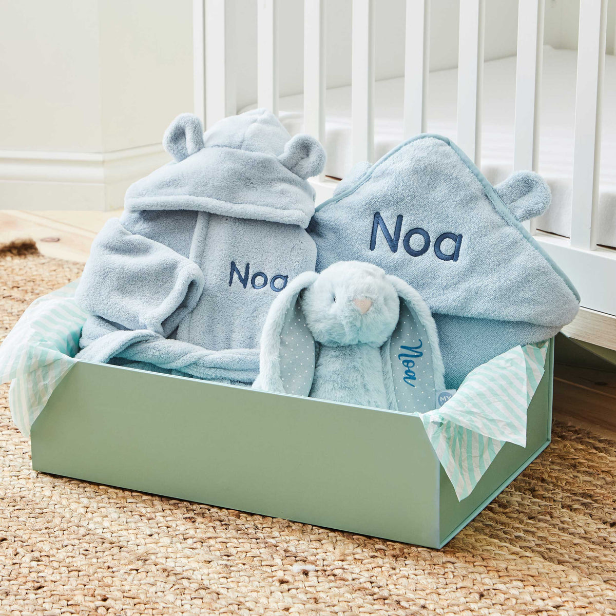 Personalized Blue Splash, Snuggle & Cuddle Gift Set