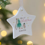 Personalised My 1st Christmas Penguin Star Ceramic Decoration