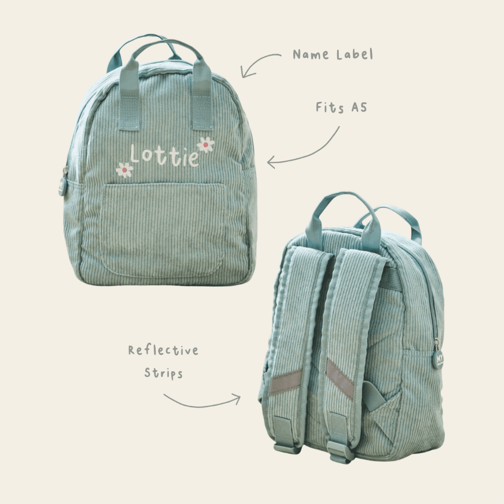 Personalised Daisy Sage Mini Cord Backpack 