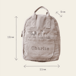 Personalised Grey Cord Safari Design Mini Backpack
