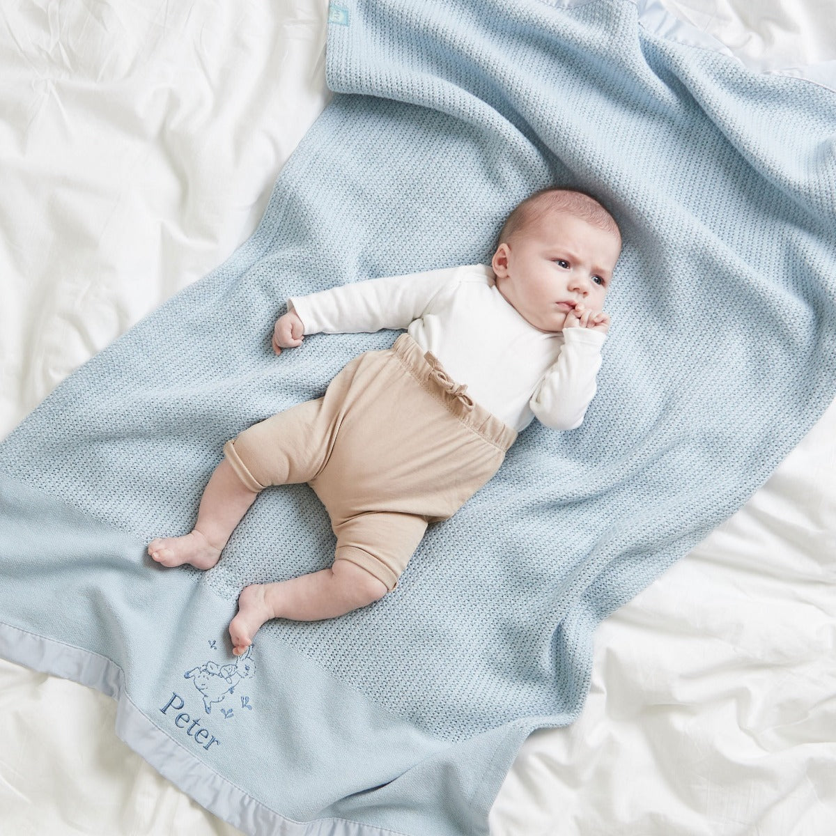 Personalized Blue Peter Rabbit Cellular Blanket
