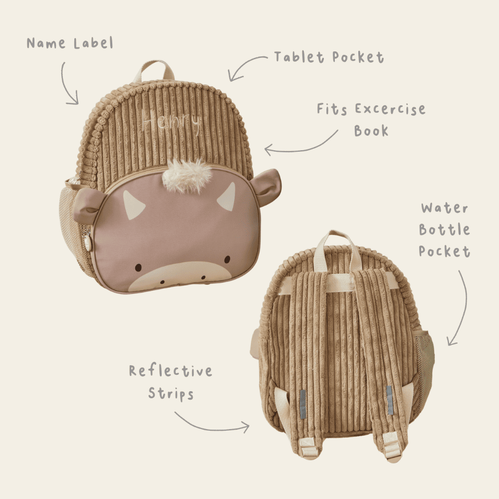 Personalised Highland Cow Pocket Medium Backpack