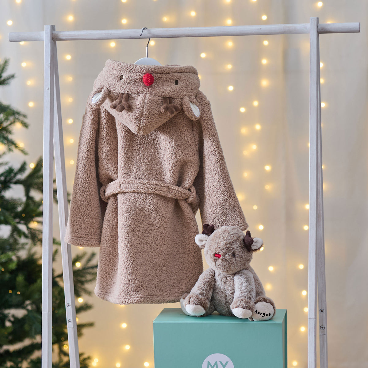 Personalised Brown Reindeer Snuggle and Cuddle Gift Set