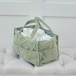 Personalised Sage Cord Nappy Caddy