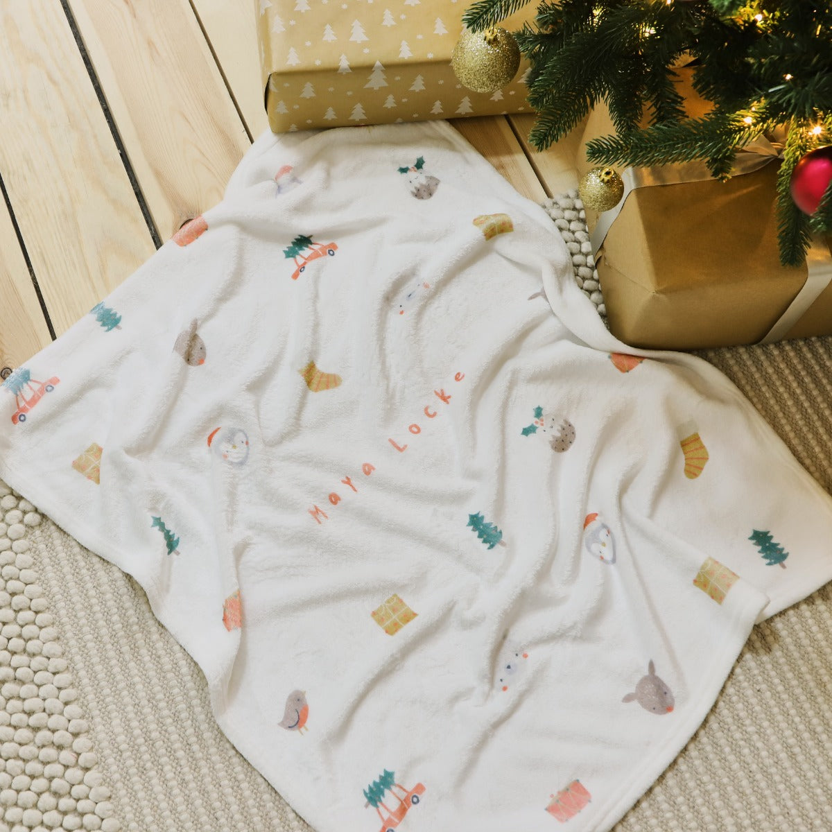 Personalized Christmas Pattern Fleece Blanket