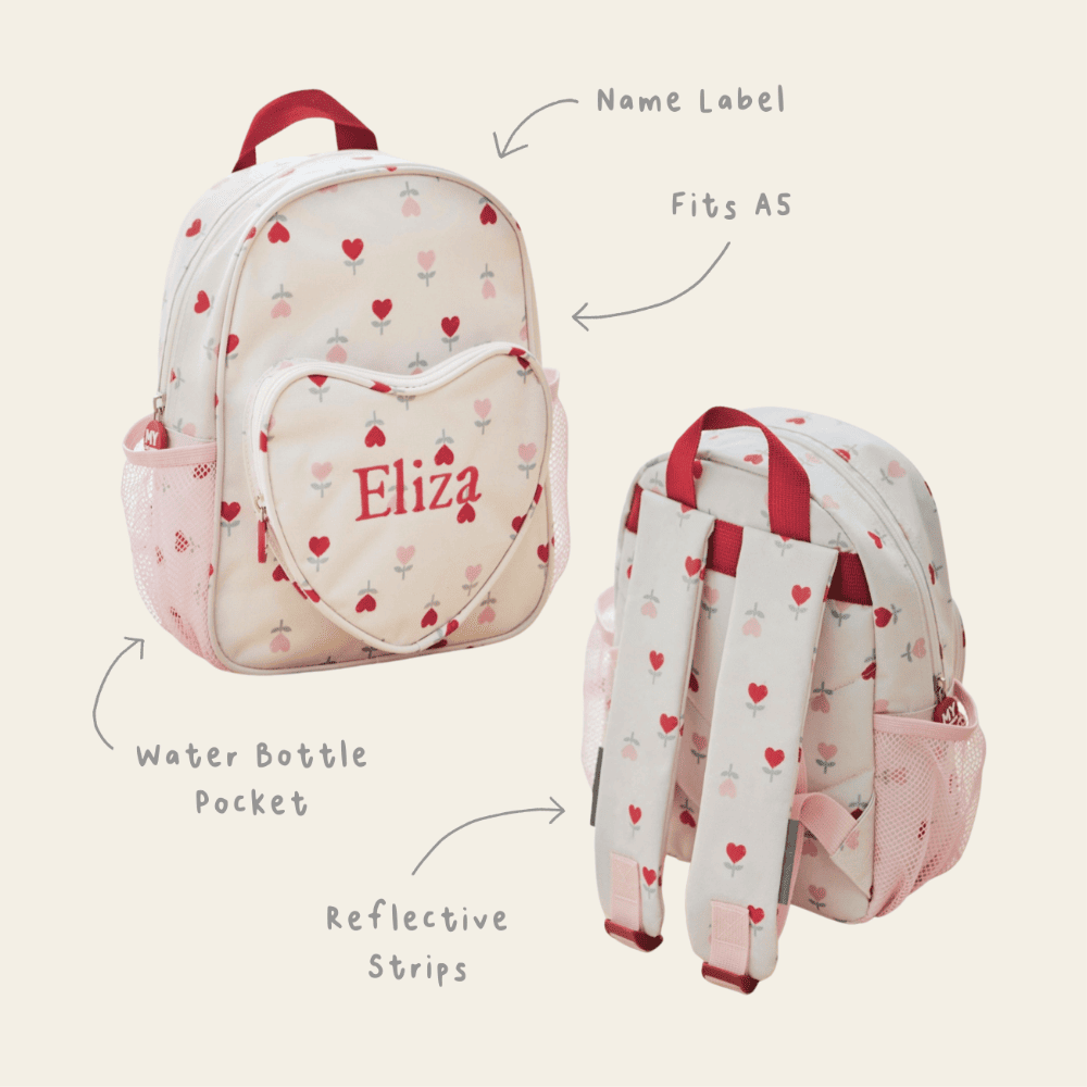 Personalised Heart Pattern Mini Backpack