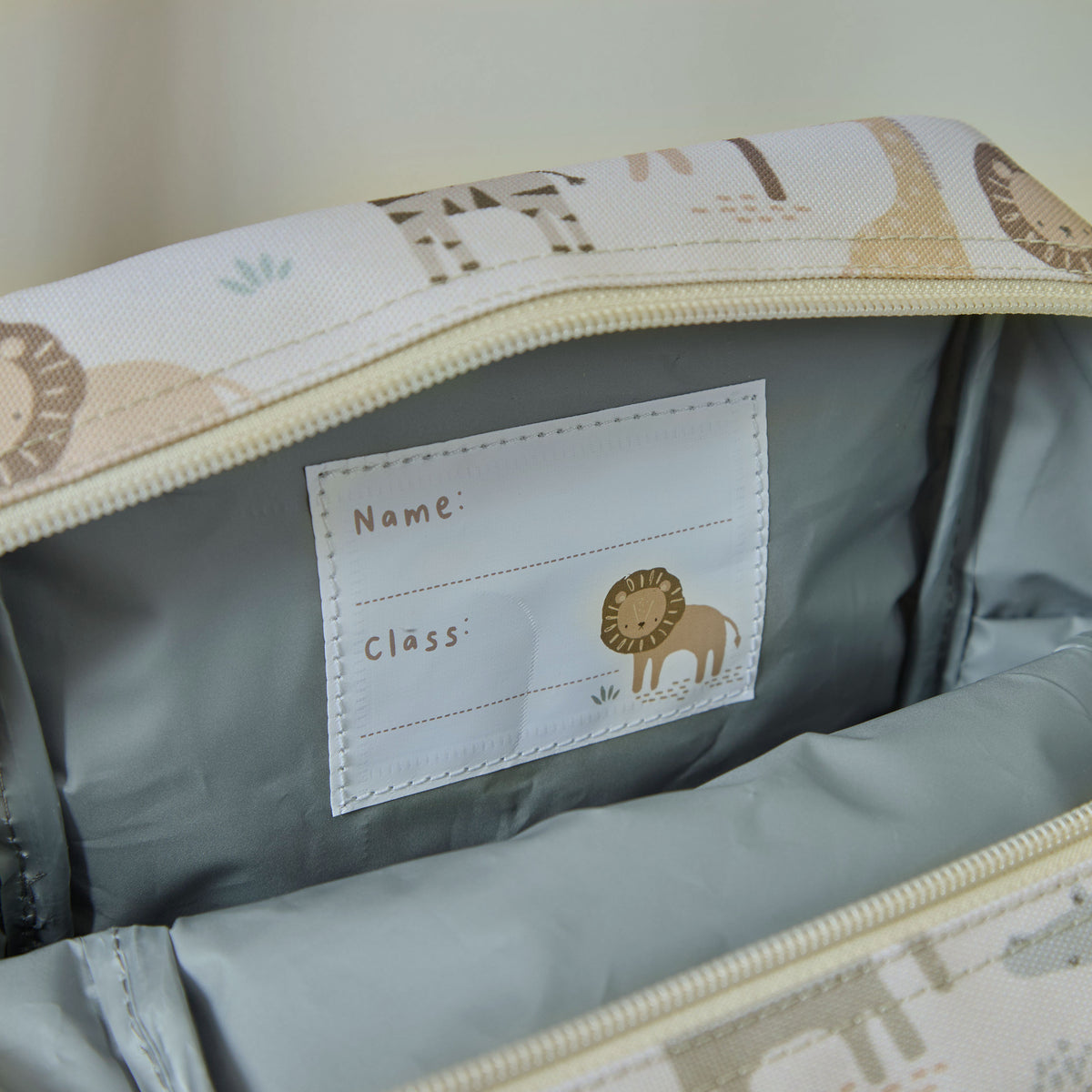 Personalised Neutral Safari Grab Handle Lunchbag