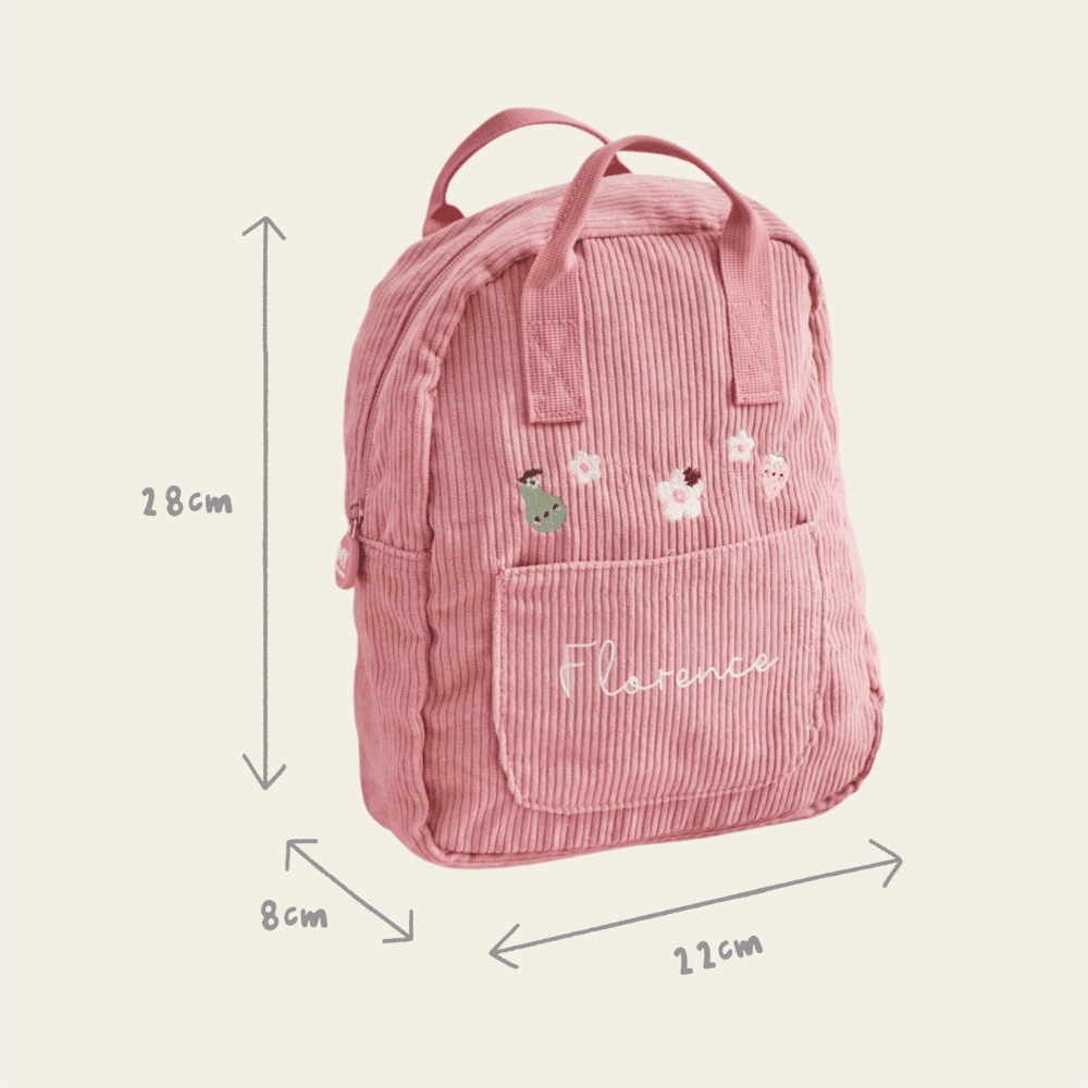 Personalised Bloom & Blossom Pink Mini Cord Backpack