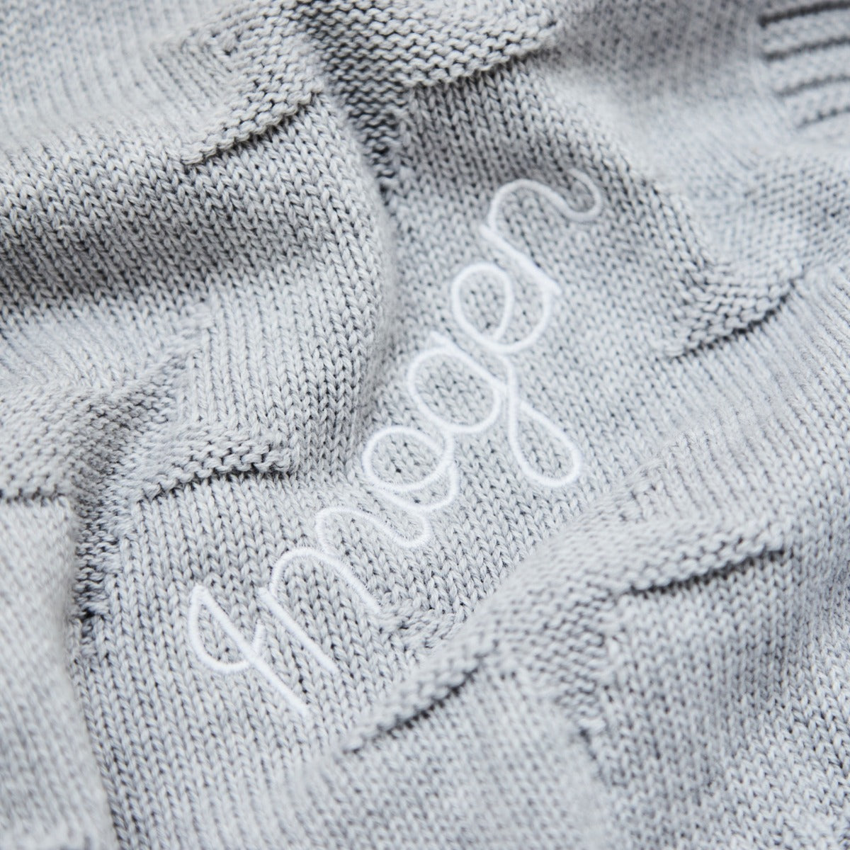 Personalized Grey Star Jacquard Baby Blanket