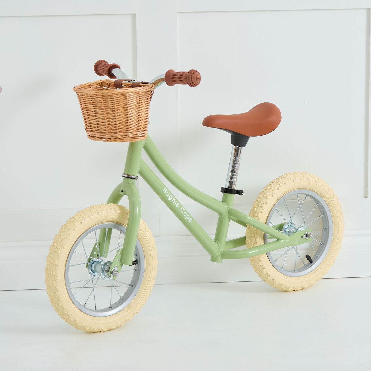 Personalised Big Jigs Green Toddlers Balance Bike with Basket