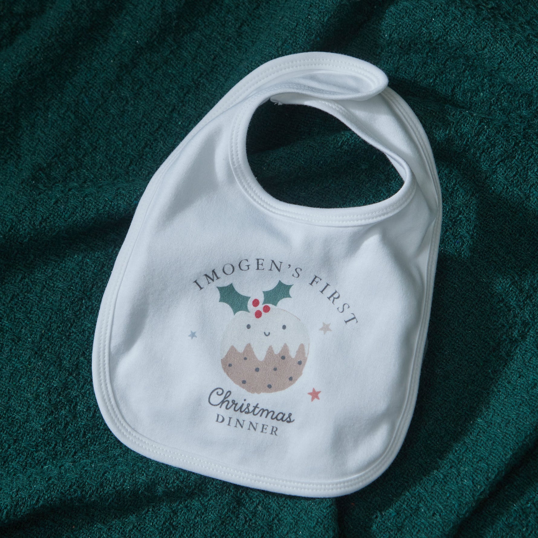 Personalised First Christmas Pudding Bib