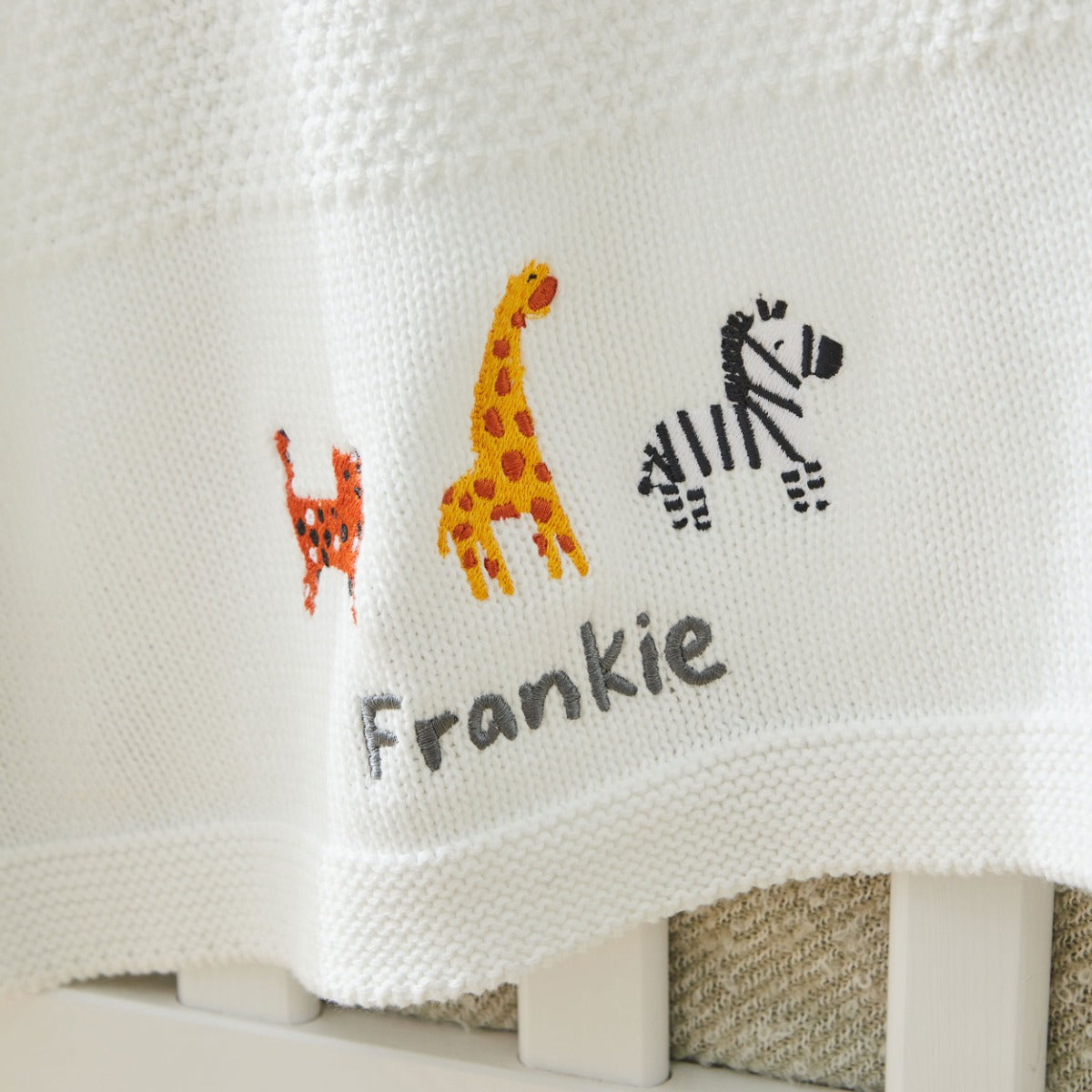 Personalized Safari Ivory Knitted Shawl 