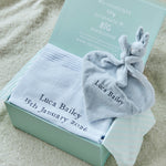 Personalised Blue New Baby Gift Set