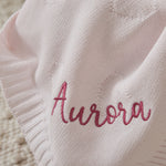 Personalized Pale Pink Heart Jacquard Baby Blanket
