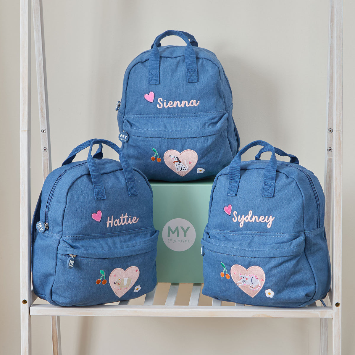 Personalised Pet Embroidered Denim Backpack