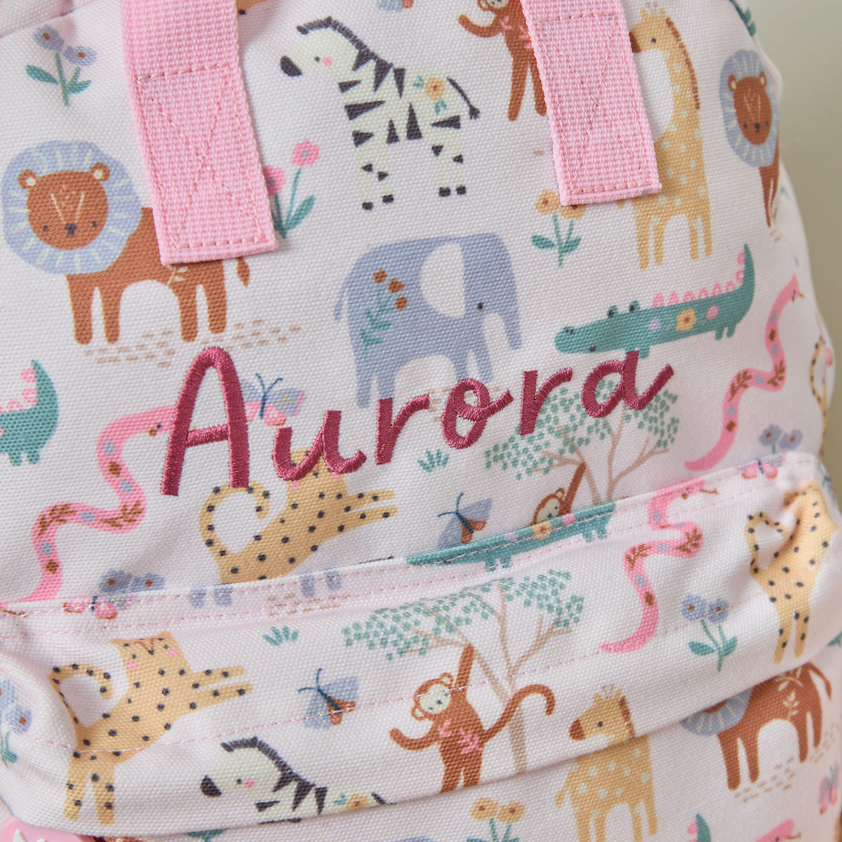 Personalised Pink Floral Safari Medium Backpack