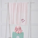 Personalized Pink Blanket and Bunny Gift Set
