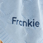 Personalised Light Blue Star Jacquard Baby Blanket for Giftset