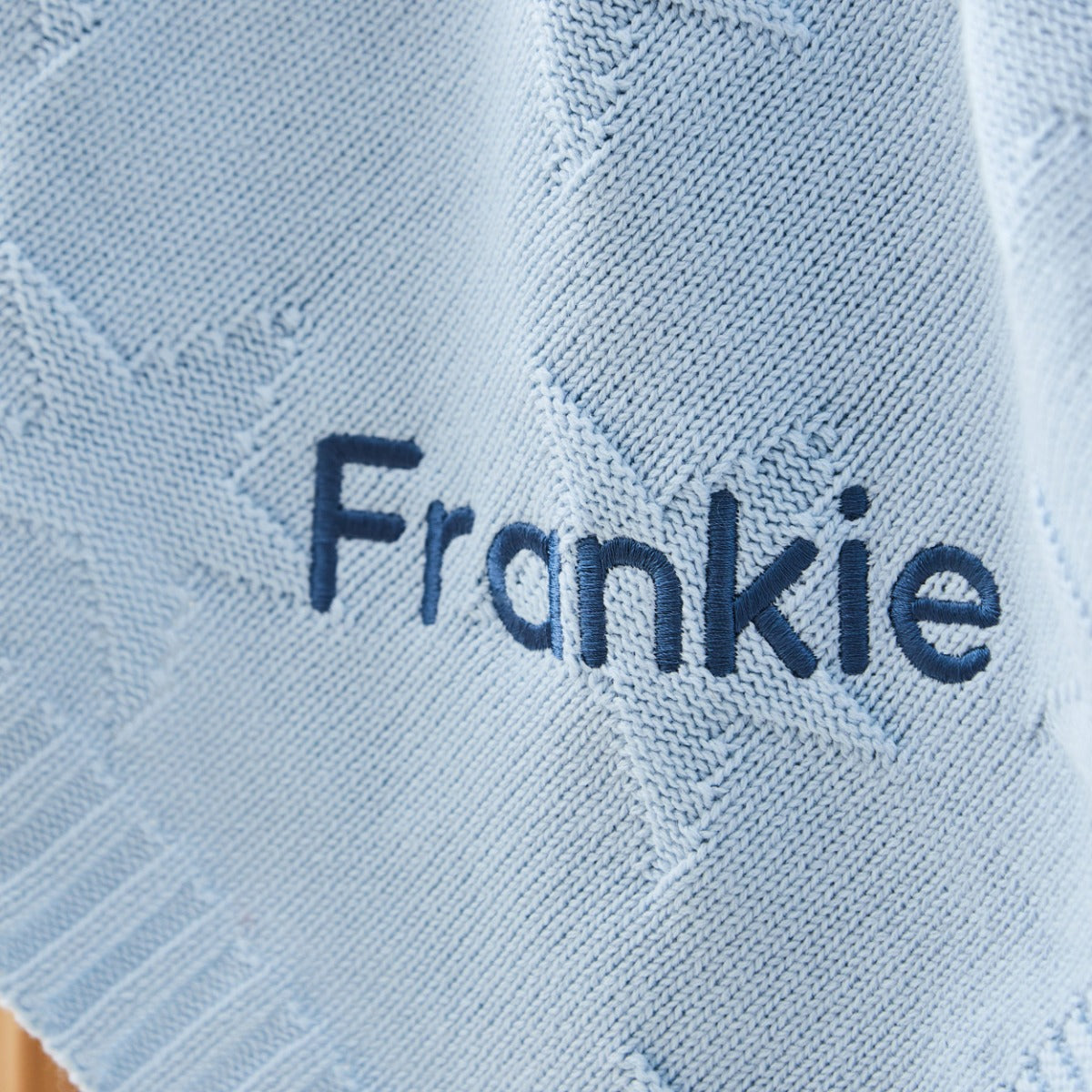 Personalised Light Blue Star Jacquard Baby Blanket for Giftset