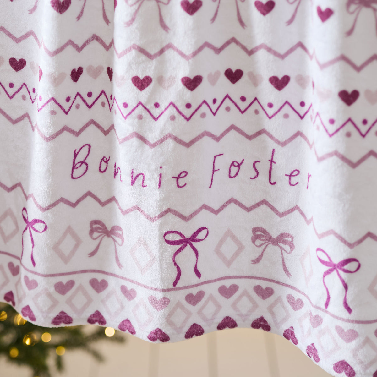 Personalised Pink Christmas Fleece Blanket