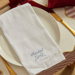 Personalised Embroidered Bow Cotton White Napkin