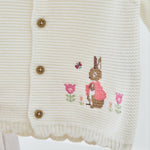 Personalised Flopsy™ Bunny Cross Stitch Ivory Cardigan