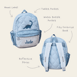 Personalised Dinosaur Quilted Medium Backpack