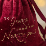Personalised From The North Pole Red Velvet Bag