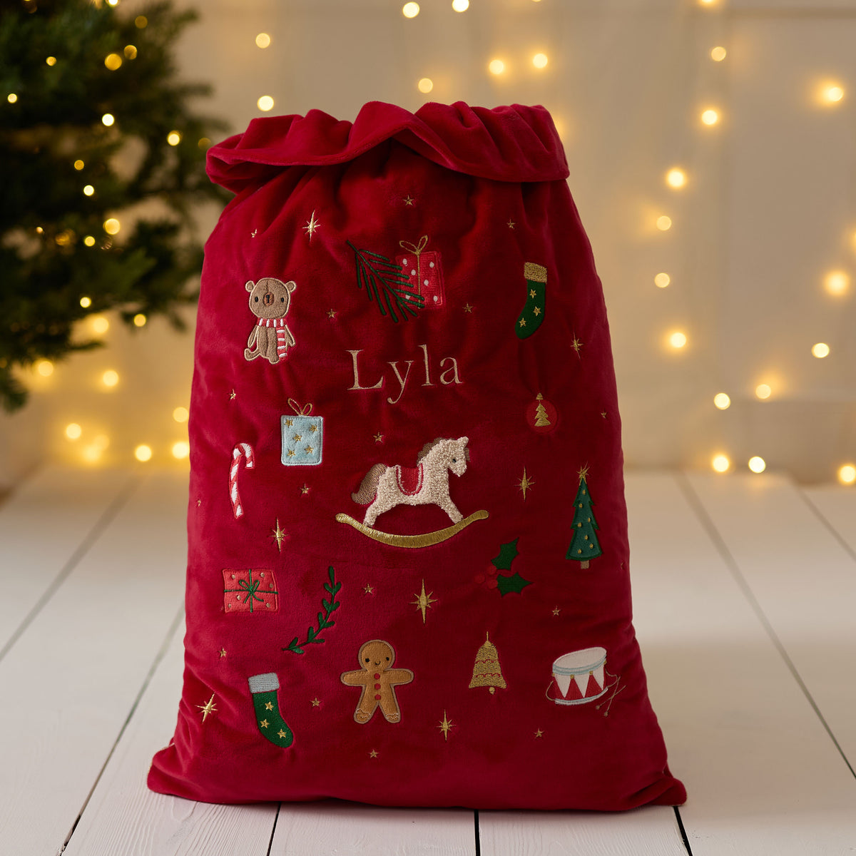Personalised Embroidery Detailed Christmas Sack