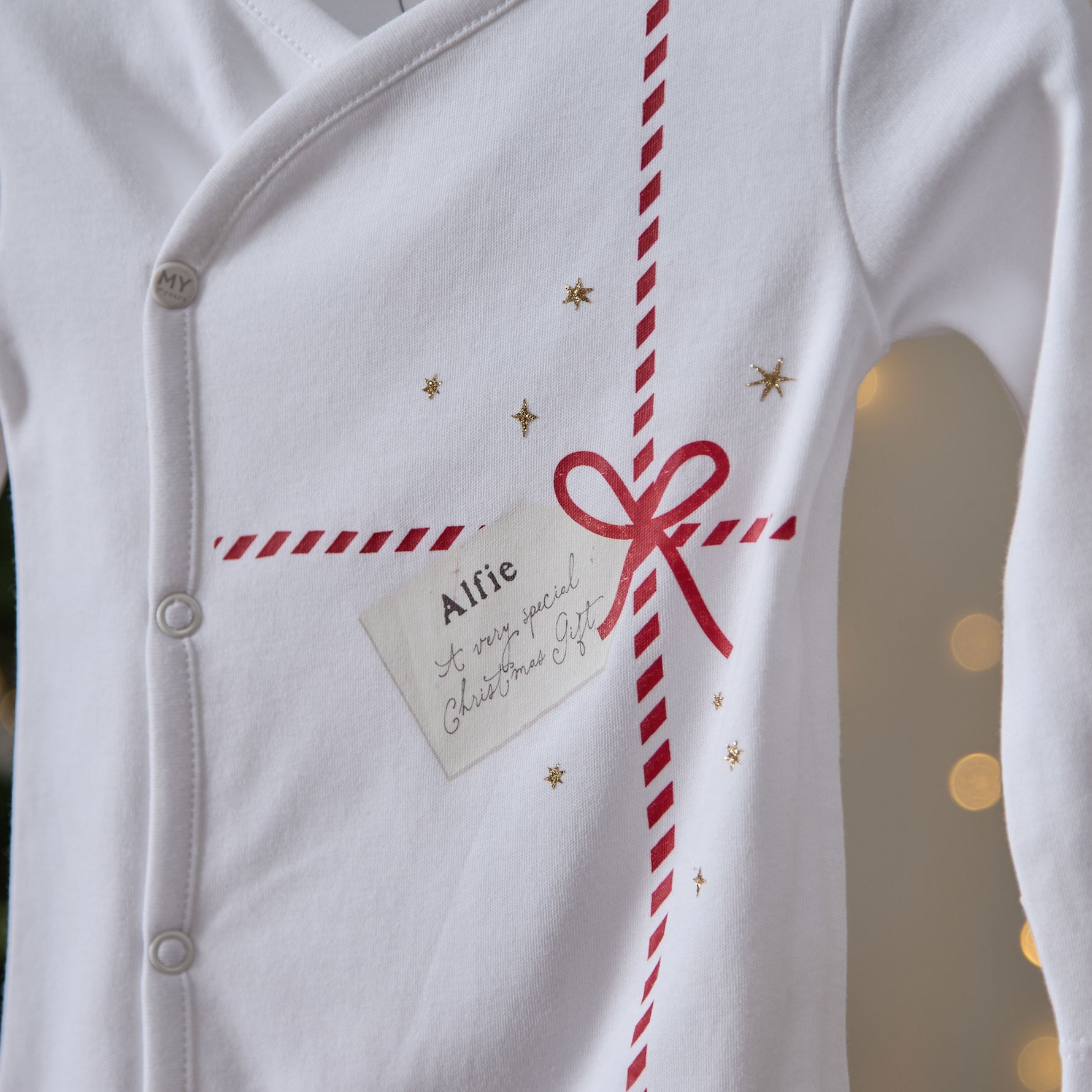 Personalised Most Special Christmas Present Wrap Sleepsuit and Hat Set
