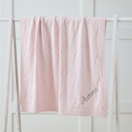 Personalized Pale Pink Heart Jacquard Baby Blanket
