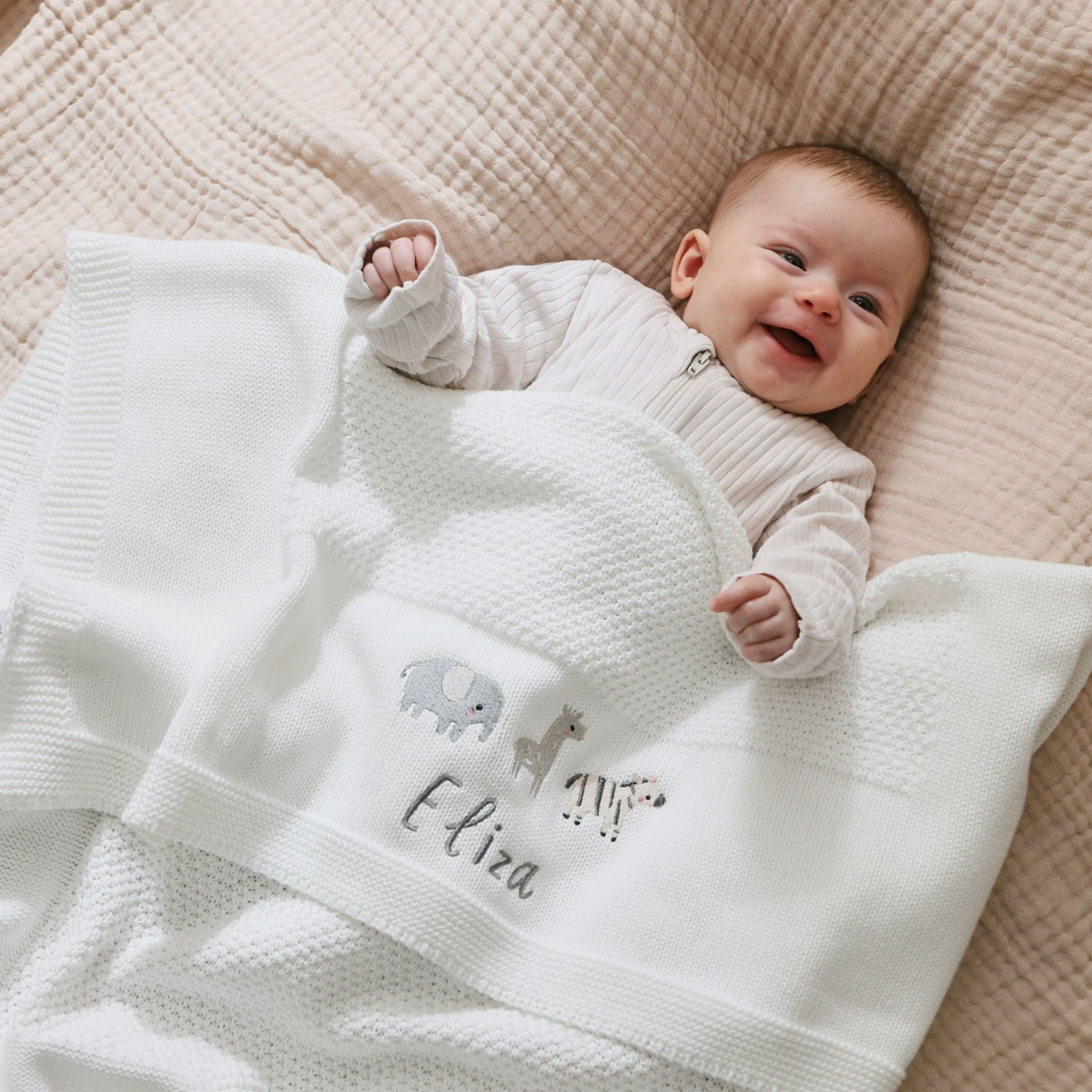 Personalized Born to be Loved Ivory Baby Shawl Blanket