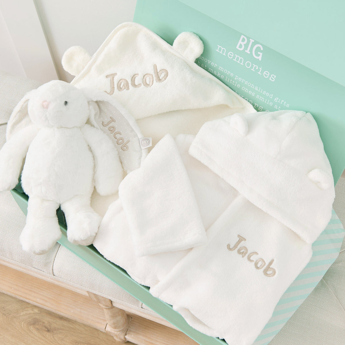 Personalised Ivory Splash, Snuggle & Cuddle Gift Set 