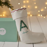 Personalised Initial Cream Christmas Stocking
