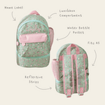 Personalised Sage Ditsy Floral Compartment Backpack 