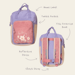 Personalised Blossom & Bloom Medium Patchwork Pink Cord Backpack