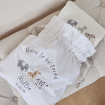 Personalised Born To Be Loved Embroidered Drawstring Bag