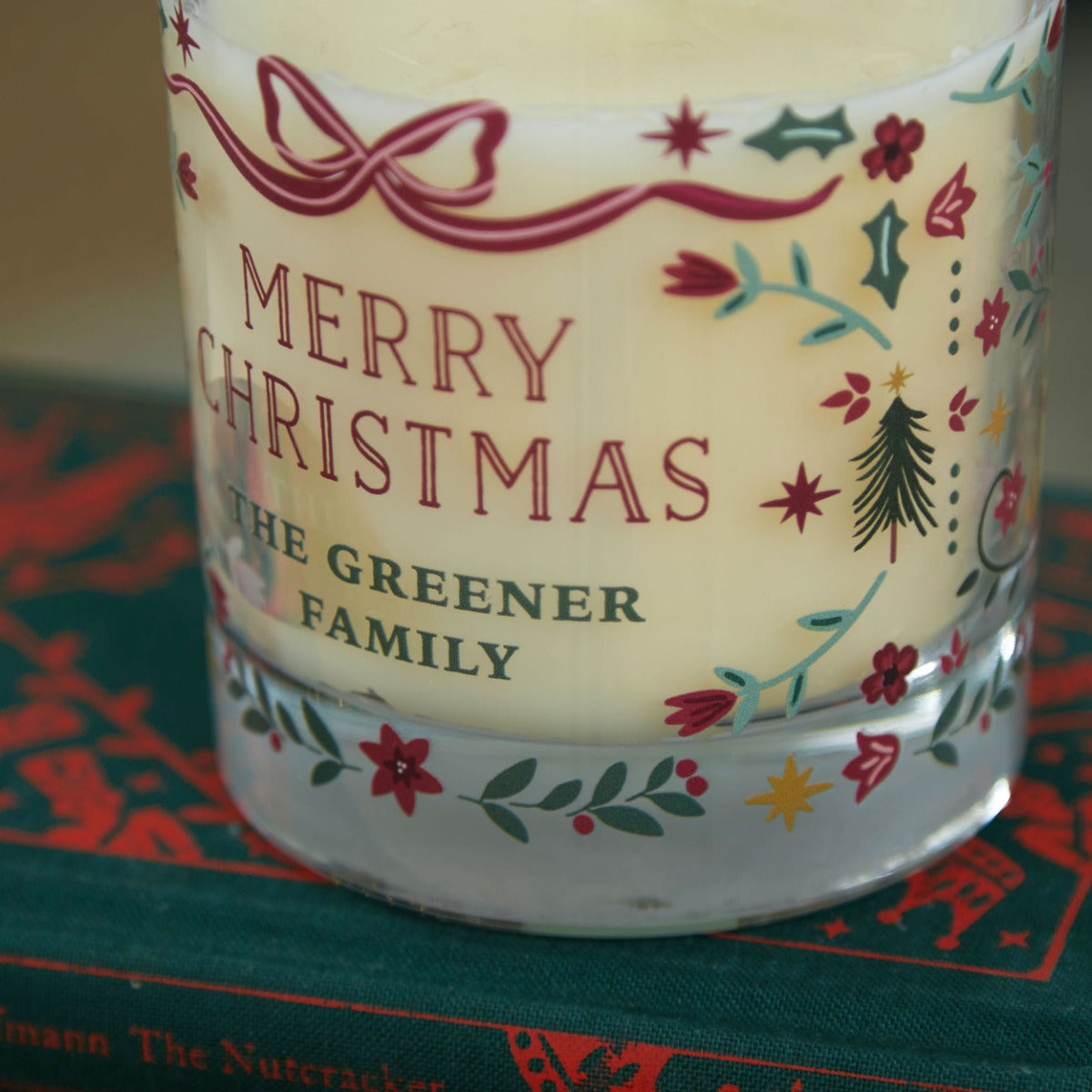 Personalised Traditional Christmas Glass Candle