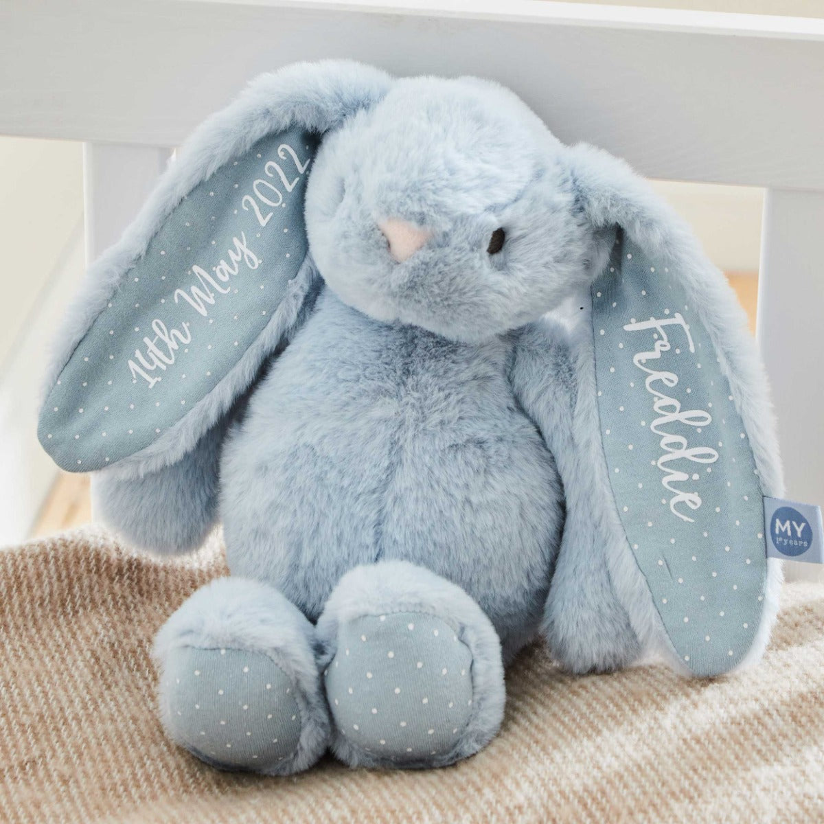 Personalised Blue Bunny Soft Toy - Embroidered