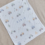 Personalized Tractor All-Over Print Jersey Blanket